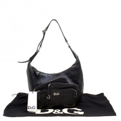 Pre Owned D&G Black Leather Lea Mindy Pocket Hobo