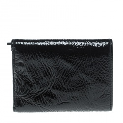 Pre Owned D&G Black Patent Leather Trifold Compact Wallet