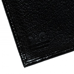 Pre Owned D&G Black Patent Leather Trifold Compact Wallet