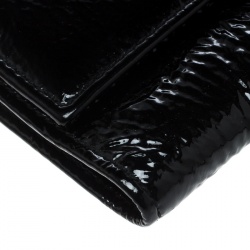 Pre Owned D&G Black Patent Leather Trifold Compact Wallet