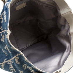 D&G Blue/White Denim and Leather Tote