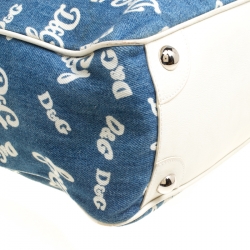 D&G Blue/White Denim and Leather Tote