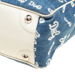 D&G Blue/White Denim and Leather Tote