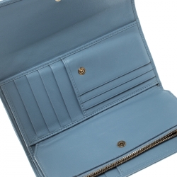 Pre Owned D&G Baby Blue Quilted Leather Tri Fold Continental Wallet