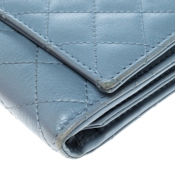 Pre Owned D&G Baby Blue Quilted Leather Tri Fold Continental Wallet