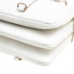 Pre Owned D&G White Leather Triple Shoulder Bag