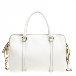 Pre Owned D&G White Leather Triple Shoulder Bag