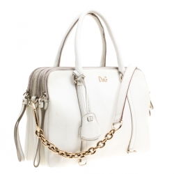 Pre Owned D&G White Leather Triple Shoulder Bag