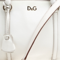 Pre Owned D&G White Leather Triple Shoulder Bag