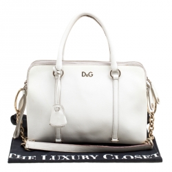 Pre Owned D&G White Leather Triple Shoulder Bag