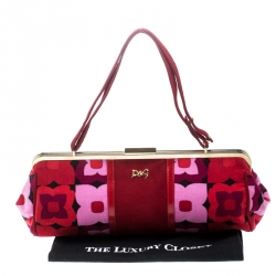 Dolce and Gabbana Multicolor Suede and Fabric Floral Frame Satchel