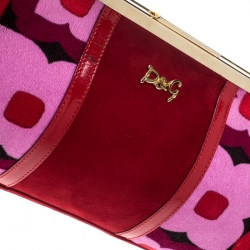 Dolce and Gabbana Multicolor Suede and Fabric Floral Frame Satchel