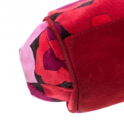 Dolce and Gabbana Multicolor Suede and Fabric Floral Frame Satchel