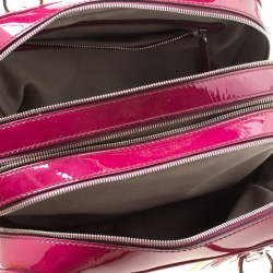 Pre Owned D&G Burgundy/Yellow Patent Leather Lily Stripe Bowler Bag