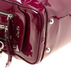 Pre Owned D&G Burgundy/Yellow Patent Leather Lily Stripe Bowler Bag