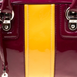 Pre Owned D&G Burgundy/Yellow Patent Leather Lily Stripe Bowler Bag