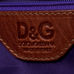 Pre Owned Dolce and Gabbana Brown Leather Embellished Lily Satchel