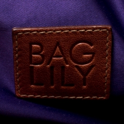 Pre Owned Dolce and Gabbana Brown Leather Embellished Lily Satchel