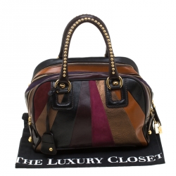 D&G Multicolor Leather and Suede Studded Lily Satchel
