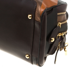 D&G Multicolor Leather and Suede Studded Lily Satchel