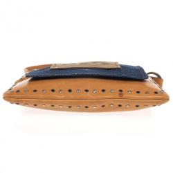Pre Owned D and G Brown Leather and Denim Messenger Bag