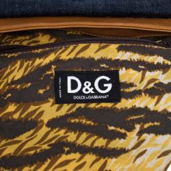 Pre Owned D and G Brown Leather and Denim Messenger Bag