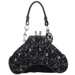 Pre Owned D and G Kiss Lock Frame Lace Clutch