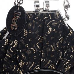 Pre Owned D and G Kiss Lock Frame Lace Clutch