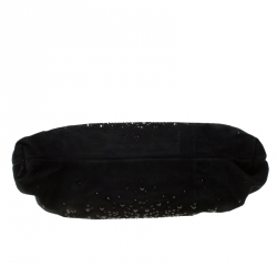 Pre Owned D&G Black Crystal Embellished Suede Chain Clutch