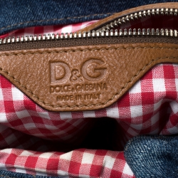 Pre Owned Dolce & Gabbana Quilted Denim Flap Lock Bodybag