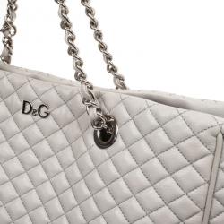 D&G Grey Quilted Lily Glam Tote Bag