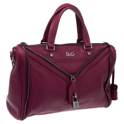Pre Owned D&G Purple Soft Leather Vilma Satchel