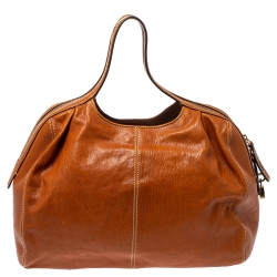 D&G Tan Leather Zip Handle Hobo