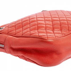 Pre Owned D&G Coral Orange Quilted Leather Lily Glam Shoulder Bag