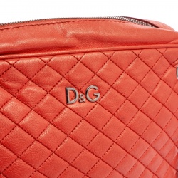 Pre Owned D&G Coral Orange Quilted Leather Lily Glam Shoulder Bag