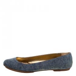 Pre Owned D and G Blue Denim Ballet Flats Size 38