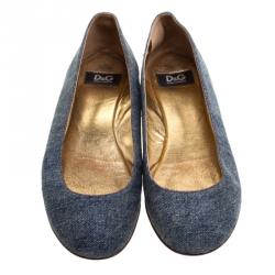 Pre Owned D and G Blue Denim Ballet Flats Size 38