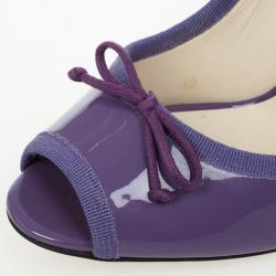 Pre Owned D&G Purple Patent Bow Peep Toe Pumps Size 38.5
