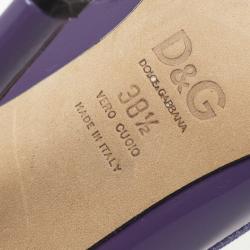 Pre Owned D&G Purple Patent Bow Peep Toe Pumps Size 38.5