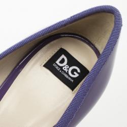 Pre Owned D&G Purple Patent Bow Peep Toe Pumps Size 38.5