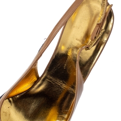 Pre Owned D&G Blue/Beige Denim and Leather Slingback Pumps Size 41