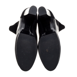 Pre Owned D&G Black Leather and Suede Ankle Boots Size 38.5