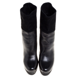 Pre Owned D&G Black Leather and Suede Ankle Boots Size 38.5