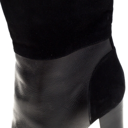 Pre Owned D&G Black Leather and Suede Ankle Boots Size 38.5