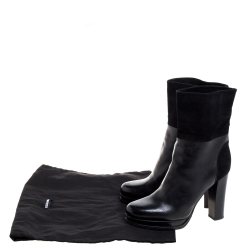 Pre Owned D&G Black Leather and Suede Ankle Boots Size 38.5