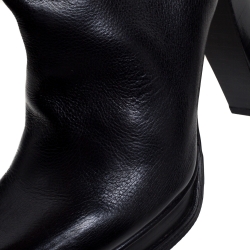 Pre Owned D&G Black Leather and Suede Ankle Boots Size 38.5