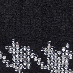 David Koma Black Tweed Houndstooth Crystal Embellished Mini Dress M