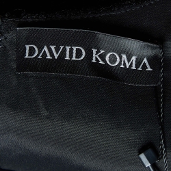 David Koma Black Tweed Houndstooth Crystal Embellished Mini Dress M