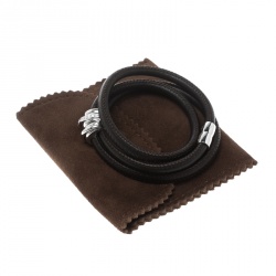 De Grisogono Allegra Diamond 18k White Gold Leather Wrap Bracelet