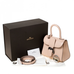 Delvaux Peach Leather Mini Le Brillant Top Handle Bag